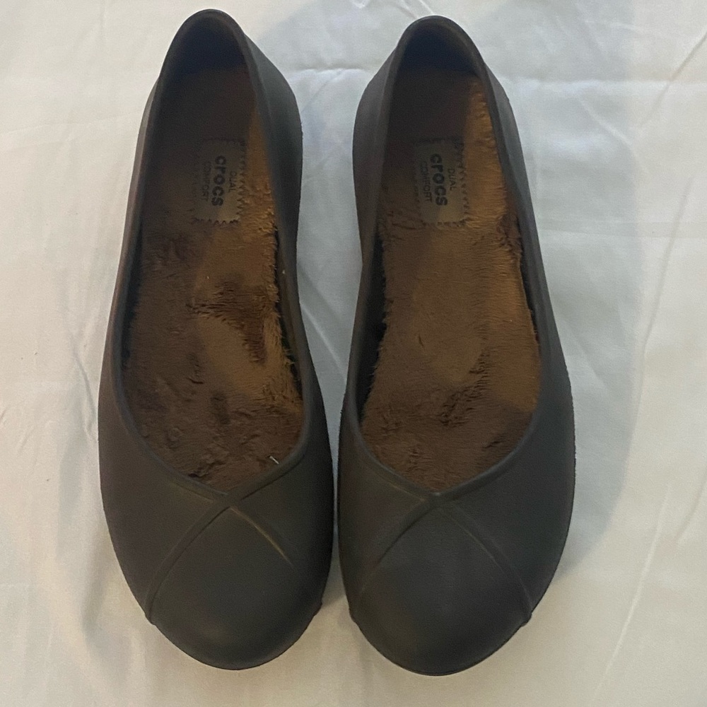 Crocs Fur-lined Ballet Flat -  sz 8 BLK